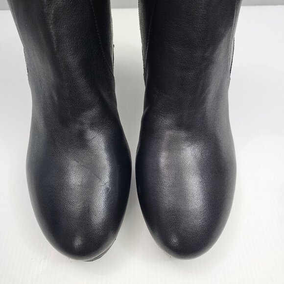 NEW Donald Pliner Labell Ankle Boot Womens 10 Black Leather Platform Heeled - Picture 6 of 15